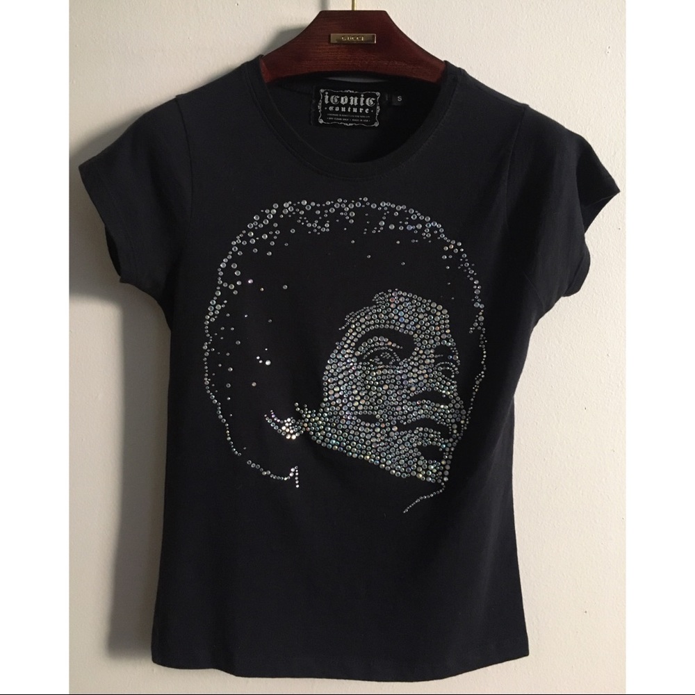Iconic Michael Jackson Swarovski Stones Design Top